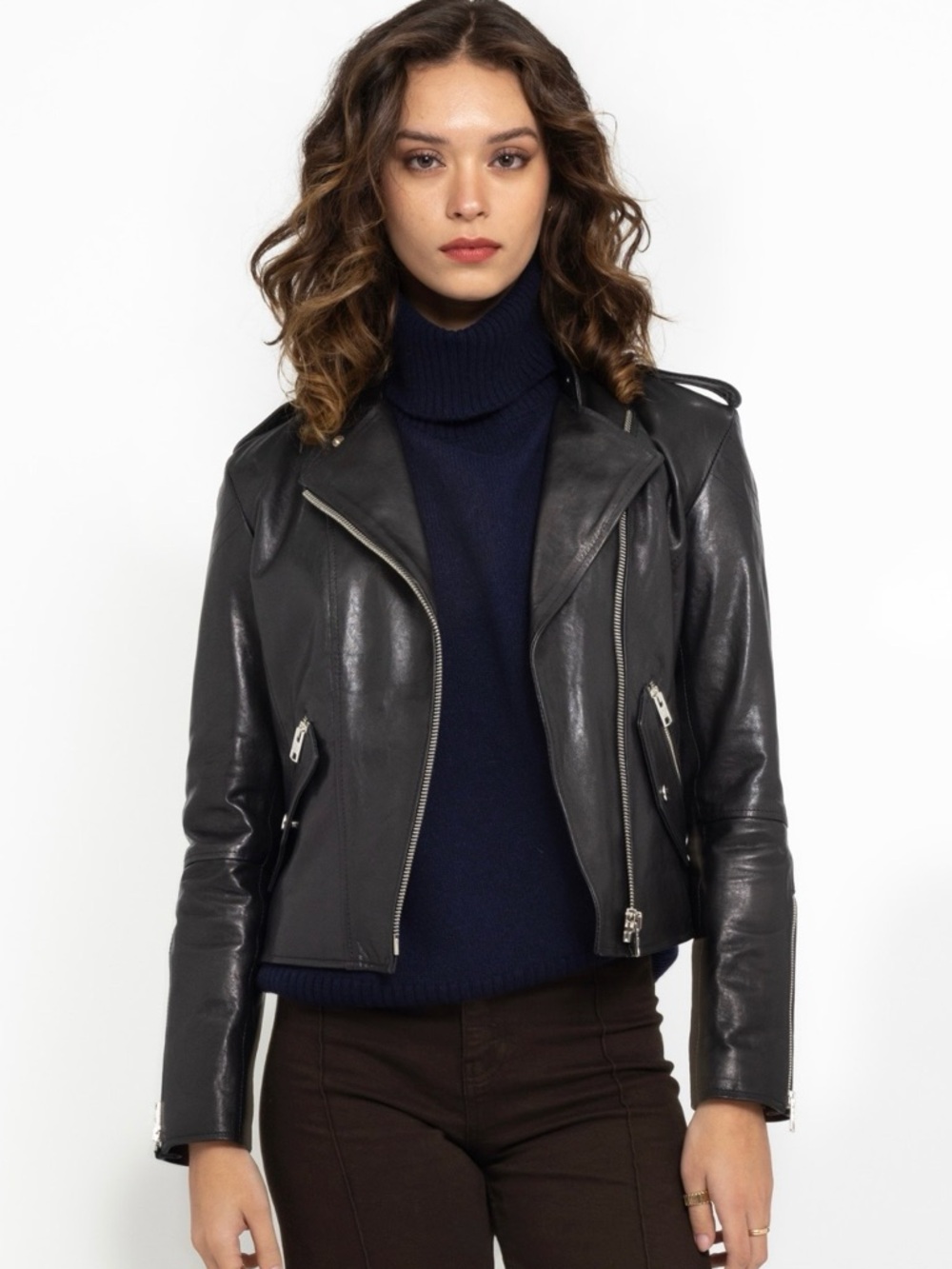 True Religion Section Moto Black Leather Jacket XS
